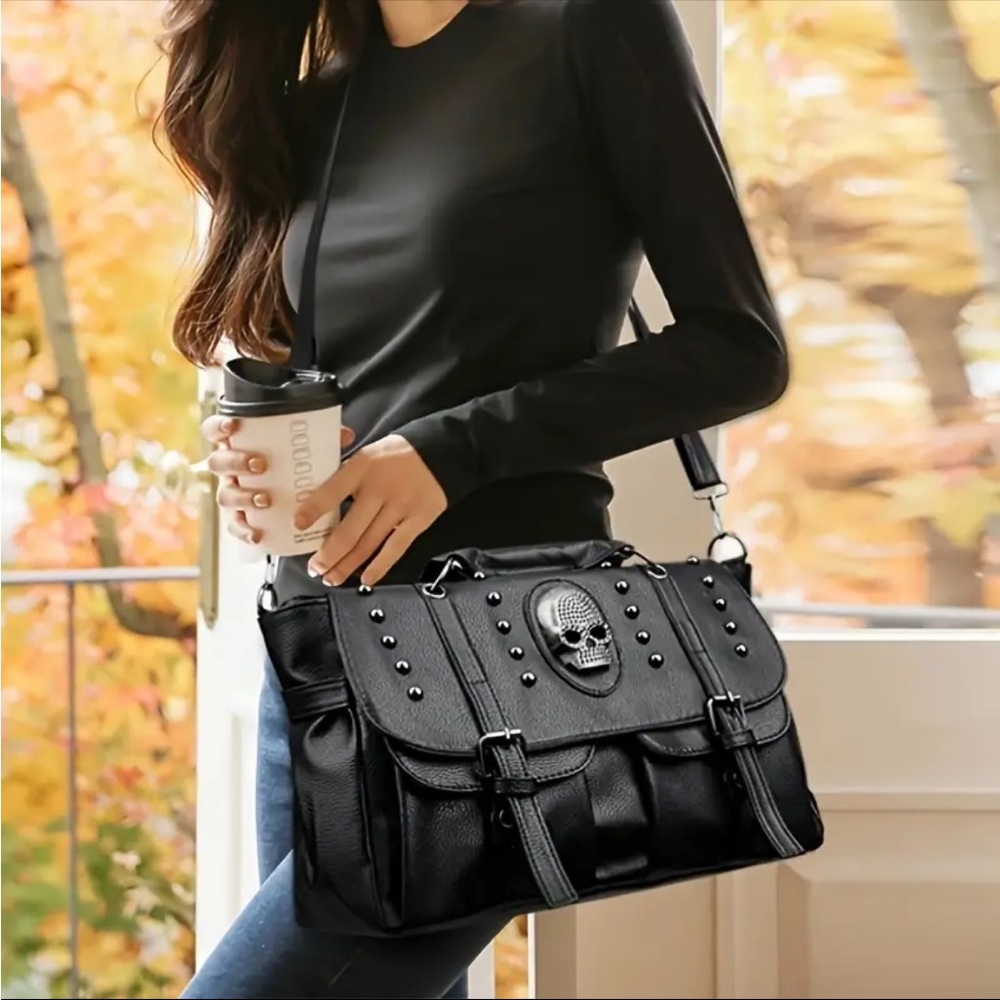 Skull Tote, Skull Brief Case, Skull Messenger Bag, Skull Work Tote, Skull Purse